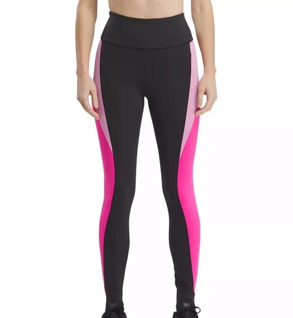 Reebok Womens Active Lux High Rise Pink Black Legging Work Out Pants Plus 4X $70